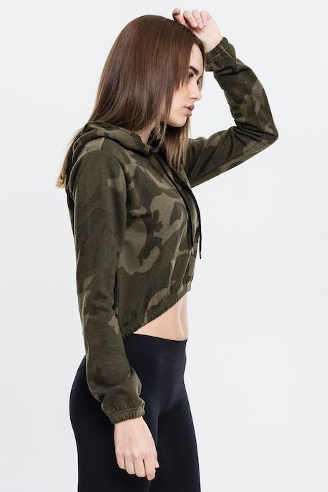 LADIES CAMO CROPPED HOODY OLIVE CAMO 4