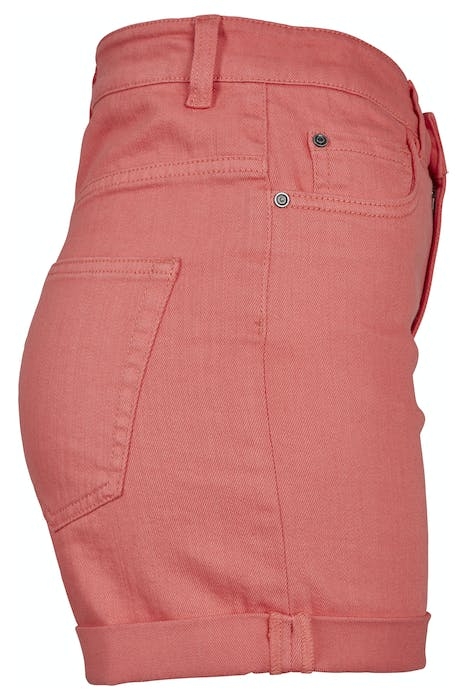 LADIES HIGHWAIST STRETCH TWILL SHORTS CORAL 8