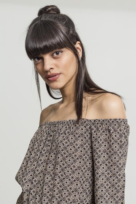 LADIES SHORT LONGSLEEVE OVERALL BLK/FLOWER 8