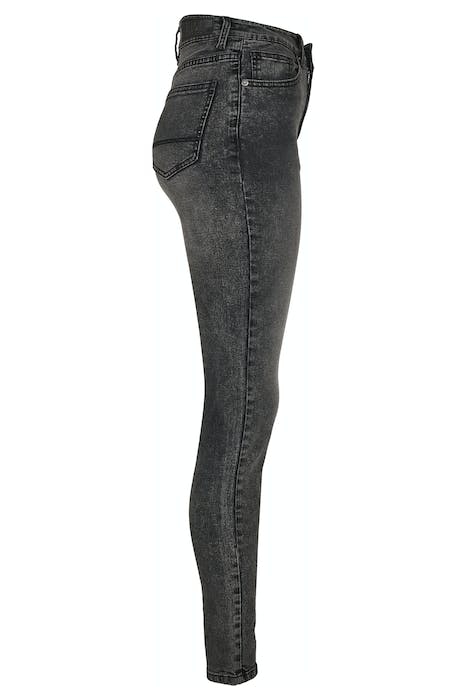 LADIES HIGH WAIST SKINNY JEANS BLACK STONE WASHED 7