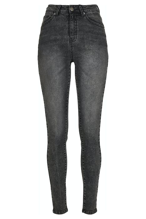 LADIES HIGH WAIST SKINNY JEANS BLACK STONE WASHED 1