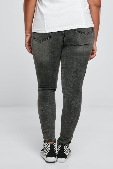 LADIES HIGH WAIST SKINNY JEANS BLACK STONE WASHED 3