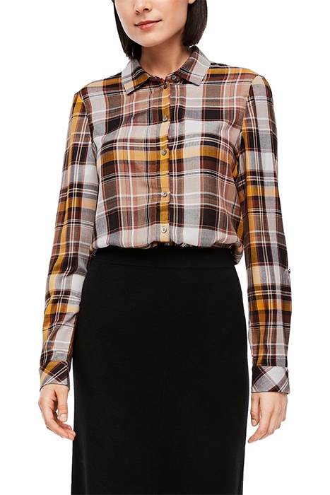 blouse brown check 2