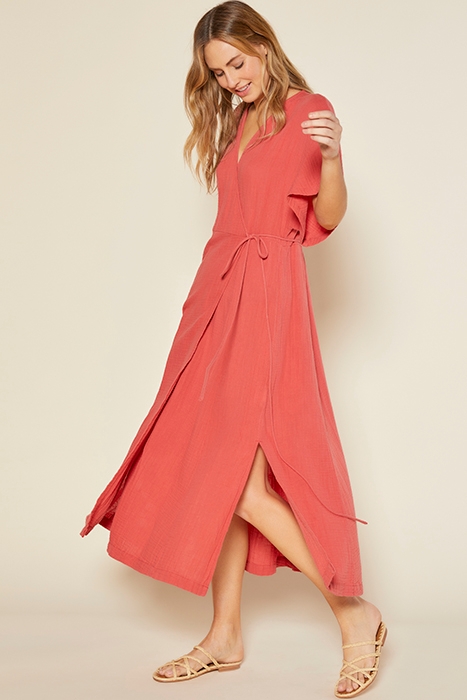 MERAKI WRAP DRESS CORAL 4
