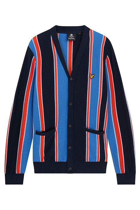 VERTICAL STRIPE CARDIGAN FLYER RED/ SPRING BLUE 5