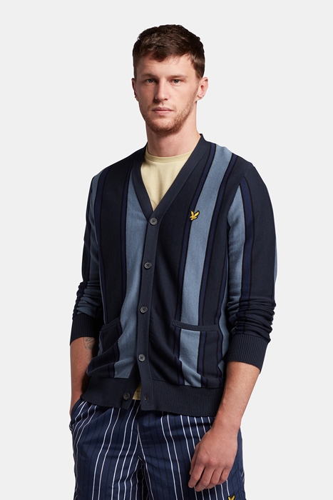 VERTICAL STRIPE CARDIGAN SLATE BLUE/ NAVY 1
