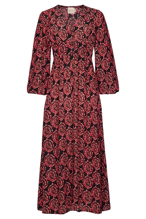 LADIES BEIRUT DRESS PEACOCK LEAF WINE RED 3