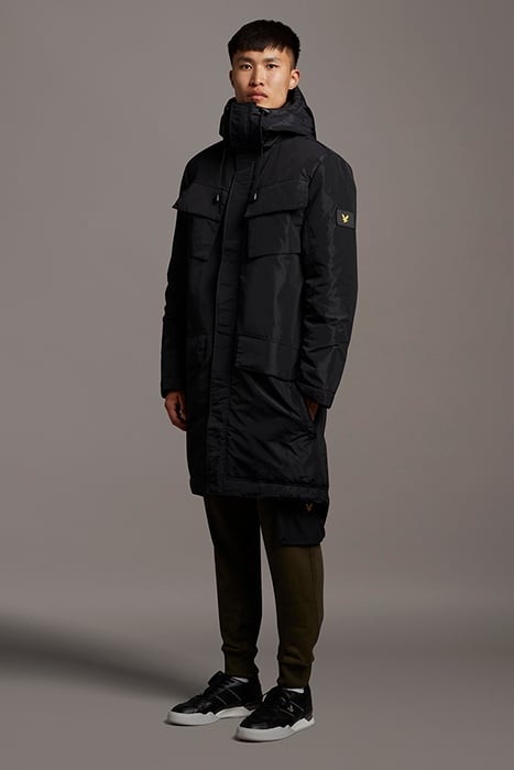 LONGLINE DUAL POCKET PARKA JET BLACK 1