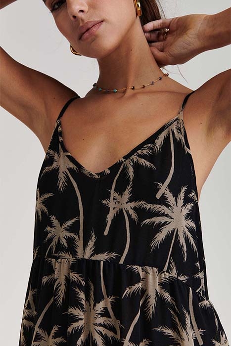 LADIES SICILY DRESS VACATION PALM BLACK 5