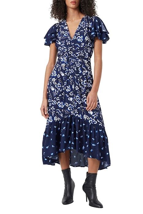 BHELLE MIX REC DEL MIDI DRESS INDIGO MULTI 1
