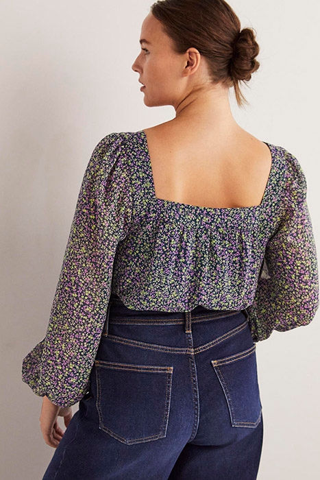 SQUARE NECK PRINTED TOP GRN 2