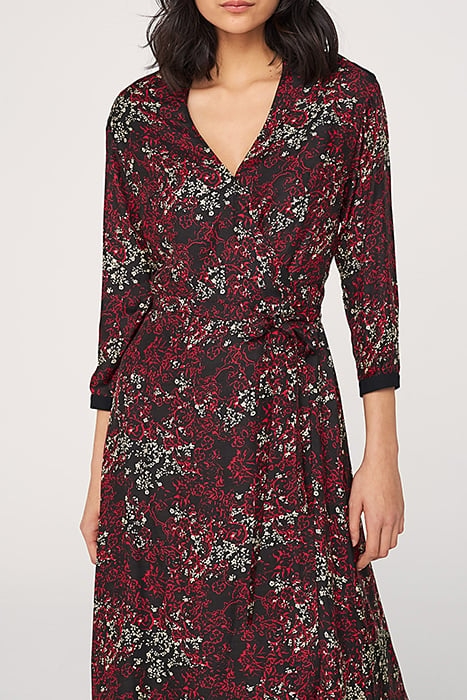 WOMEN’S FLORAL PRINT WRAP DRESS WITH BLACK BIAS BLACK 3