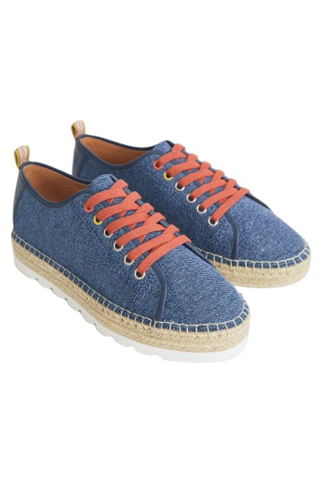 ESPADRILLE LACE UP FLATFORMS CHAMB BLUE 2