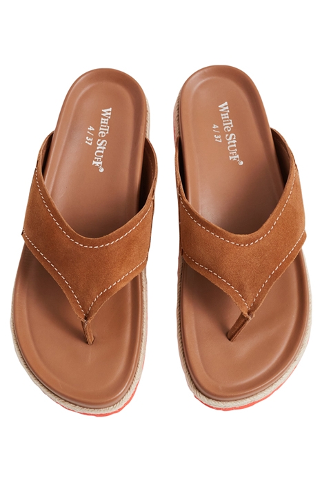 TOE THONG FOOTBED MID TAN 2