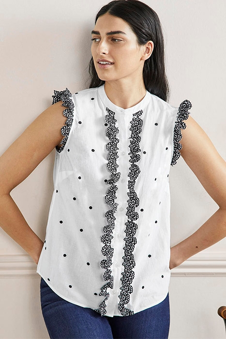 SLEEVELESS EMBROIDERED SHIRT WTH 1