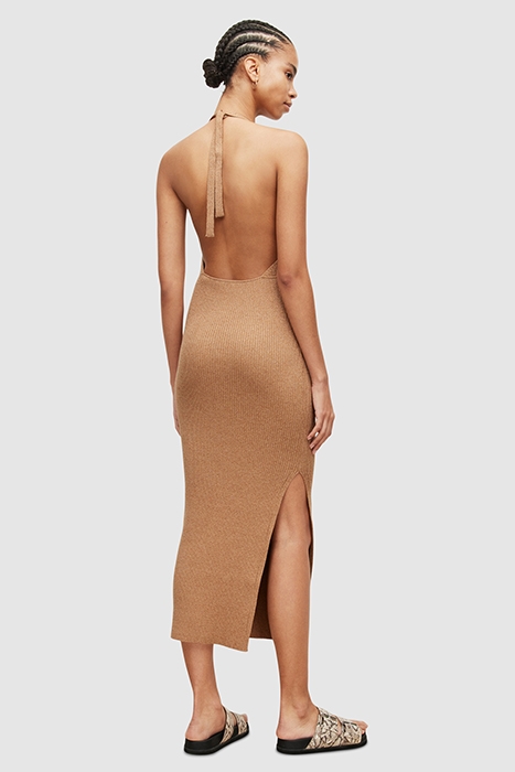 LEXI HALTER DRESS PRALINE METALLIC 2