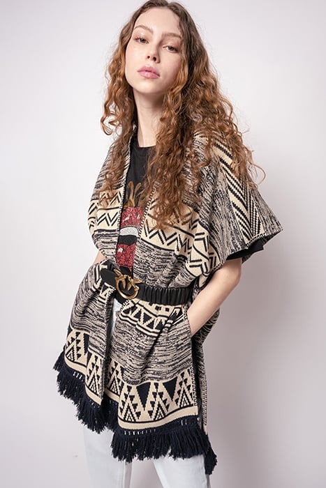 CALAHORRA PONCHO RECYCLED STUO NAVY BLUE/ECRU 1