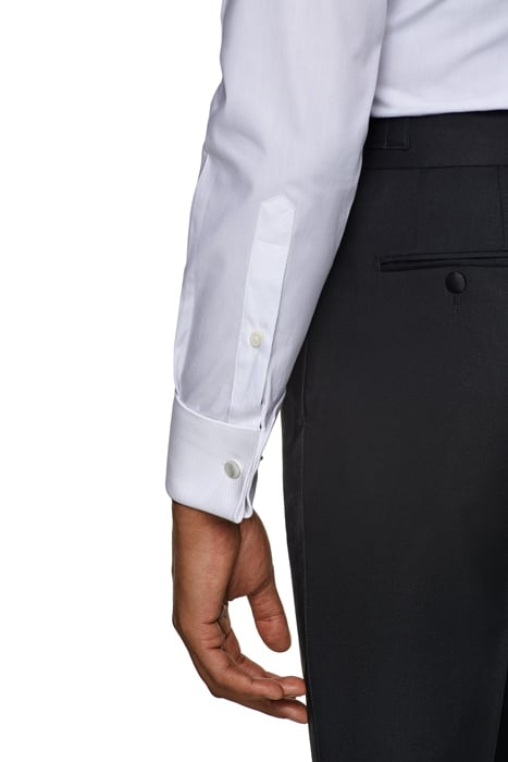 White Piqué Slim Fit Tuxedo Shirt 8