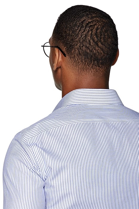 NAVY STRIPED OXFORD SLIM FIT SHIRT 6