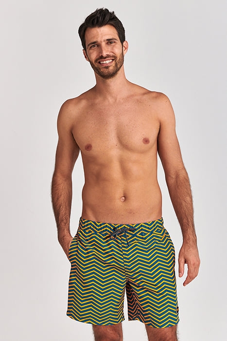 MEN SWIMSHORT ZIGZAG HORIZONTAL MICRO PEACH DEEP LAGOON BLUE 2