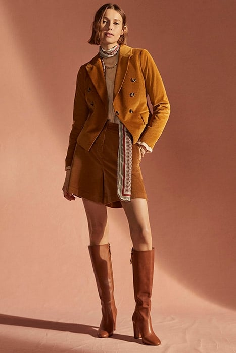 DOUBLE BREASTED CORD BLAZER BRN 5