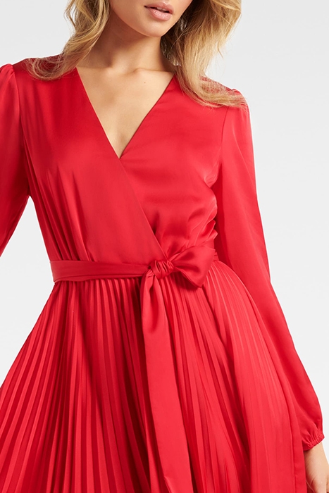 ELLERY PLEATED WRAP MIDI DRESS RED 4