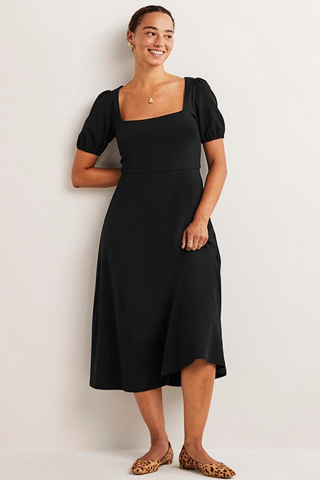 SHORT SLEEVE JERSEY MIDI DRESS BLK 1