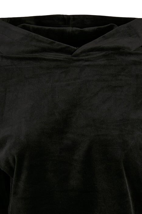 LADIES CROPPED VELVET OVERSIZED HOODY BLACK 8