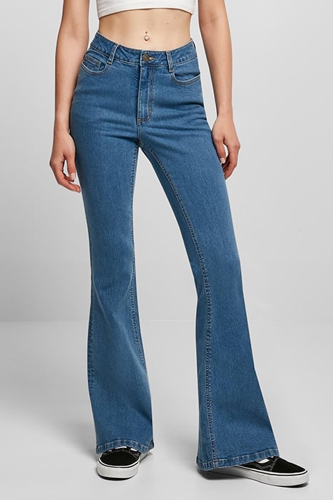 LADIES ORGANIC HIGH WAIST FLARED DENIM PANTS CLEARBLUE WASHE 2
