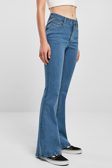 LADIES ORGANIC HIGH WAIST FLARED DENIM PANTS CLEARBLUE WASHE 5