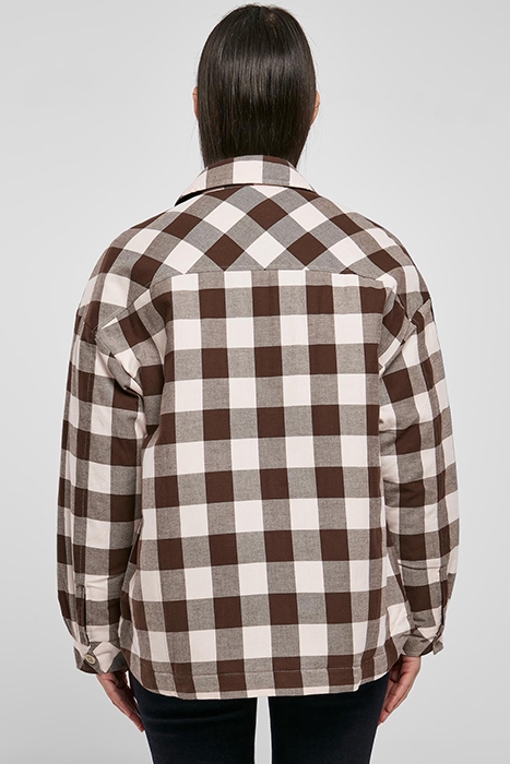 LADIES FLANELL PADDED OVERSHIRT PINK/BROWN 3