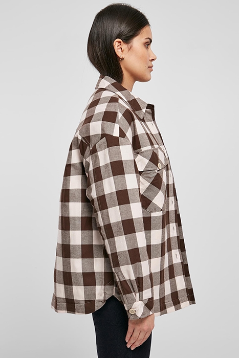 LADIES FLANELL PADDED OVERSHIRT PINK/BROWN 6