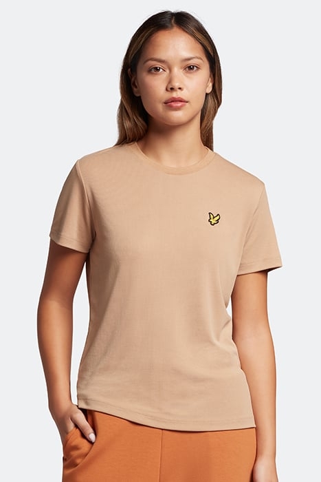 RIBBED CUPRO T-SHIRT WARM TAN 1