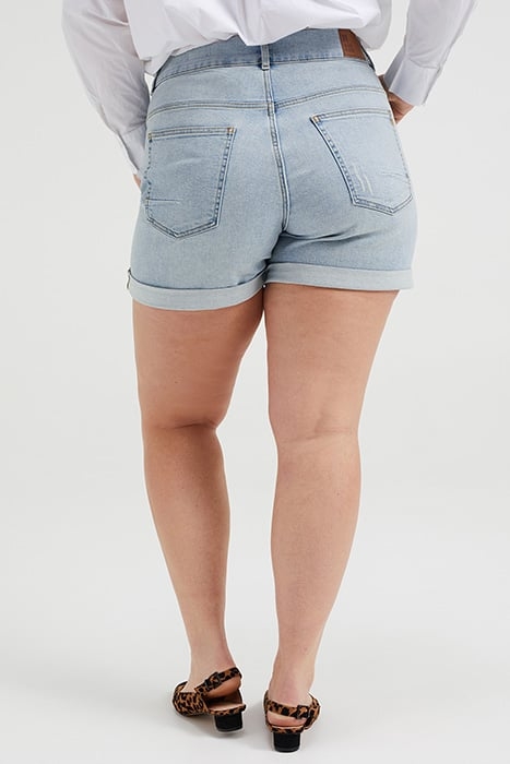 LADIES HIGH RISE DENIM SHORT WITH STRETCH - CURVE LIGHT BLUE 3