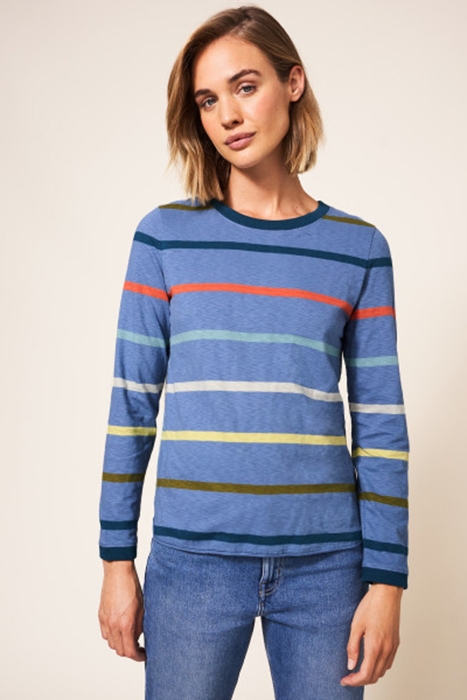CASSIE WIDE STRIPE TEE NAVY MULTI 2