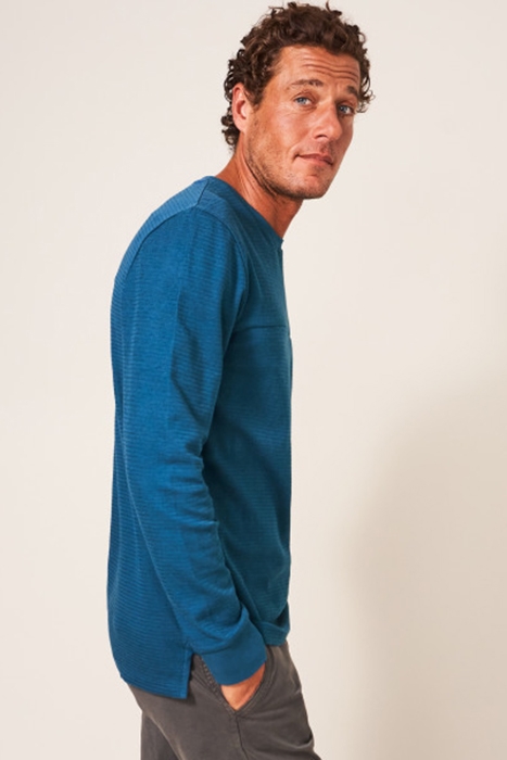 MILTON ZIG ZAG WAFFLE TEE MID TEAL 3