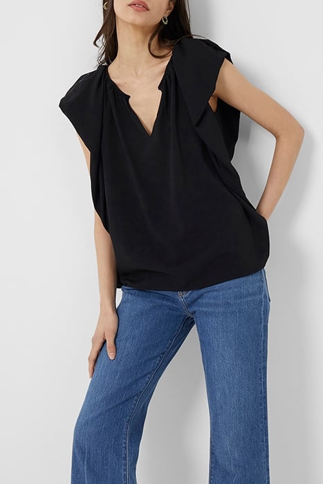 CREPE LIGHT V NECK BLOUSE BLACK 4