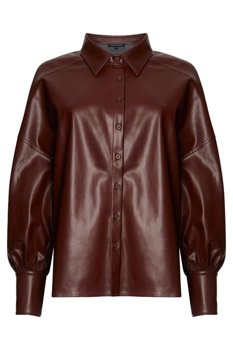 ETTA VEGAN LTH PUFF SLV BLOUSE BITTER CHOCOLATE 5