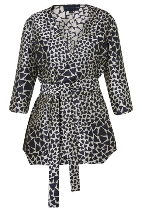 KIMONO CREAM NAVY JACQUARD JACKET 1