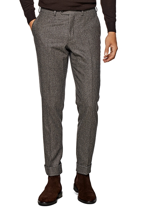 TAUPE HOUNDSTOOTH SOHO TROUSERS 1