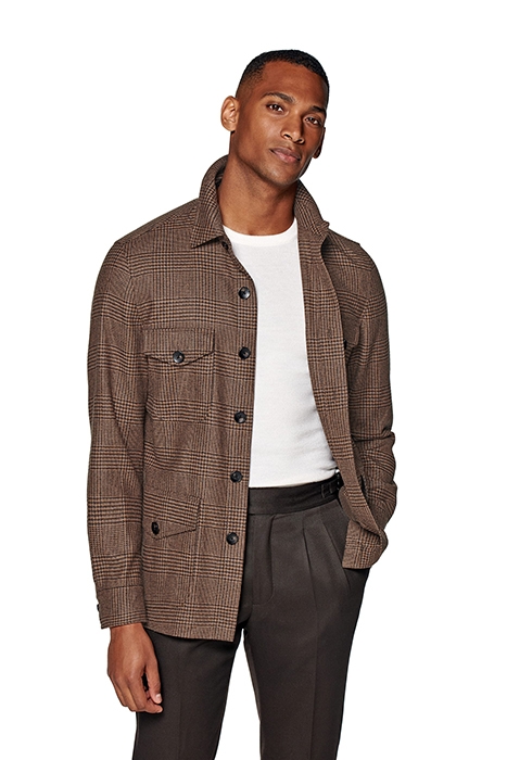 MID BROWN CHECKED WILLIAM SHIRT-JACKET 1
