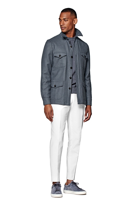 MID BLUE HOUNDSTOOTH SHIRT-JACKET 4