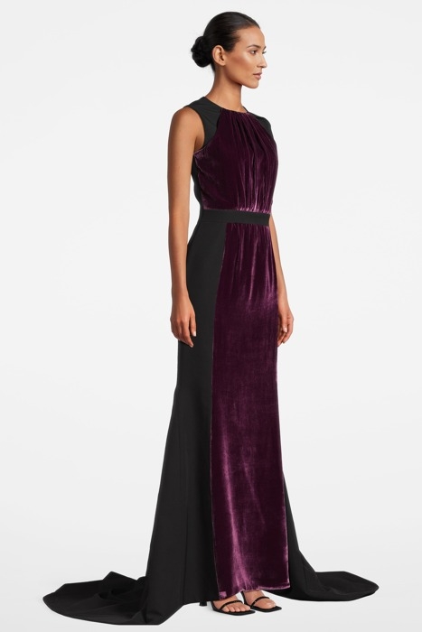 WOMEN‘S VELVET EVENING GOWN CHERRY/BLACK 4