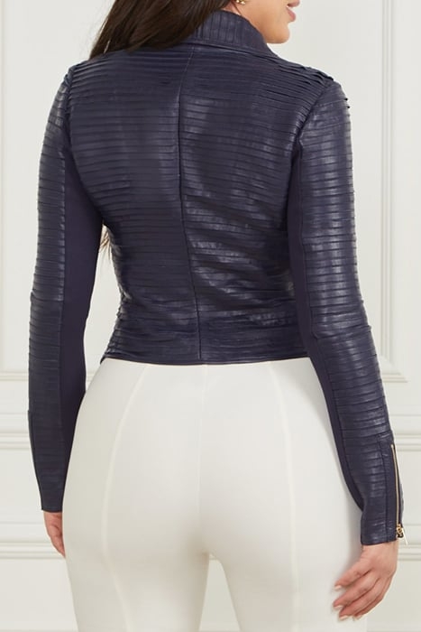 SHAYNA DRAPE LEATHER CAVE BLUE & BIKER JACKET MULTI 2