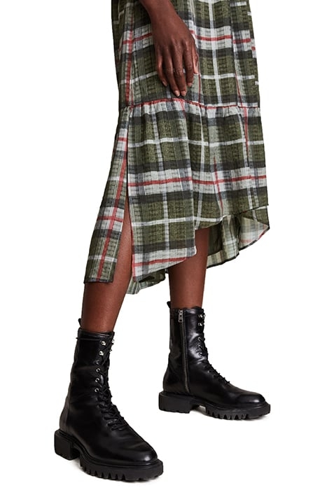 SADIE CHECK DRESS KHAKI GREEN 6