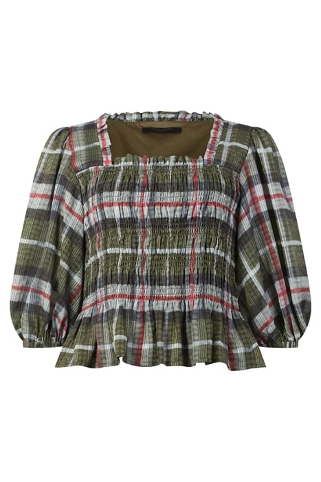 LIA CHECK TOP KHAKI GREEN 7