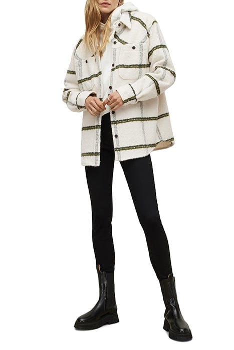 MONICA CHECK SHIRT IVORY WHITE/GREEN 3