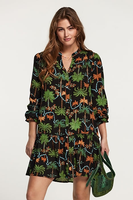TUVALU DRESS JAIPUR PALM BLACK 1