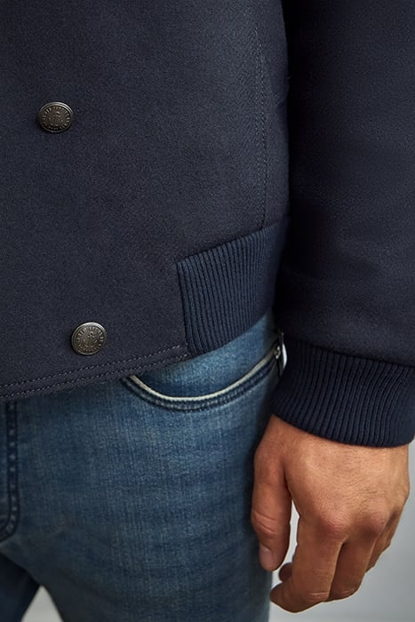 NAVY BLUE RECYCLED WOOL COAT 6