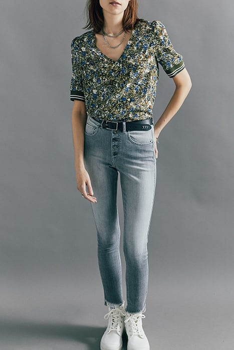 FLOWERY CAMOUFLAGE PRINT SHORT-SLEEVE TOP 1